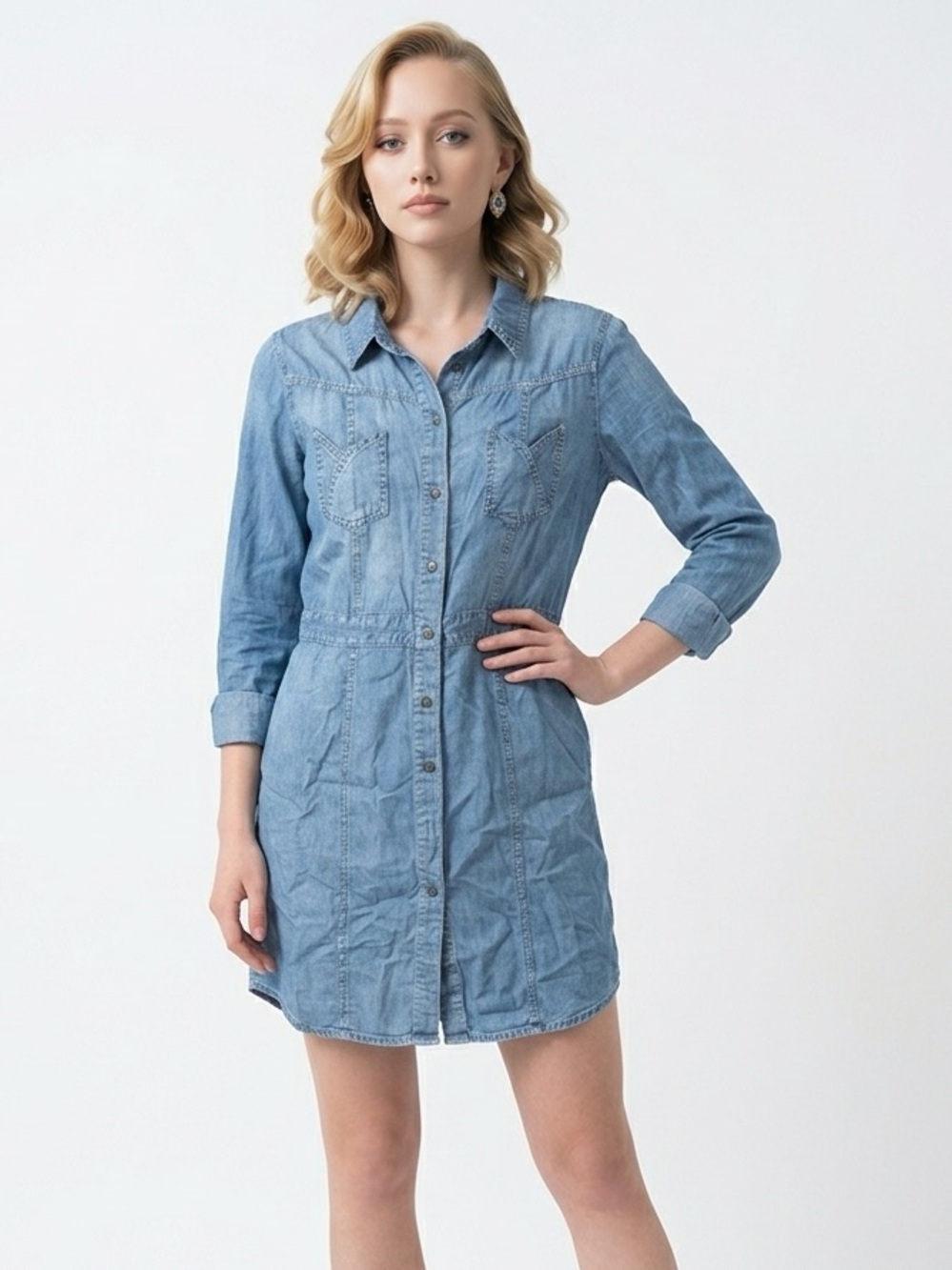 Light Blue Denim Long Sleeve Dress size 16